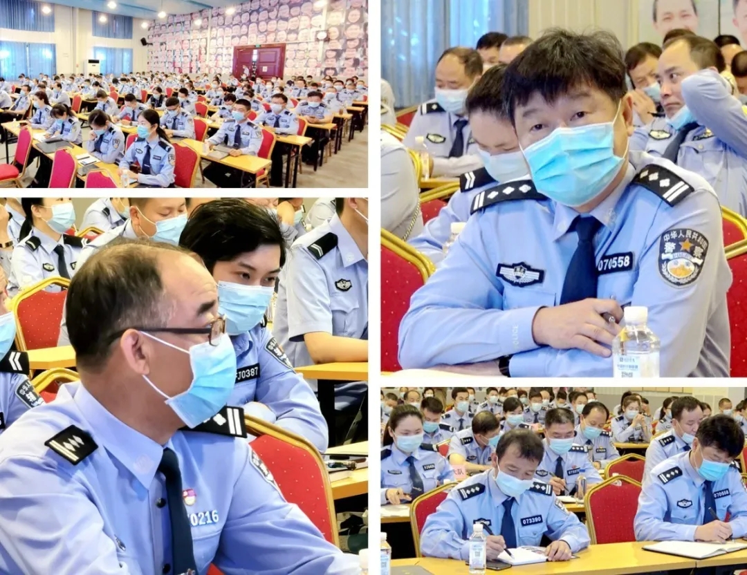 交警支队的警官们正在听课
